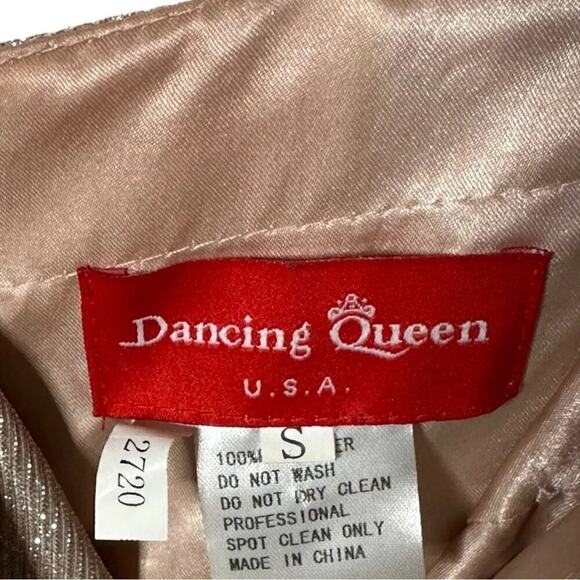 Dancing Queen Rose Gold Sleeveless Sweep Train V-neck Long Gown Size Small - Picture 15 of 16